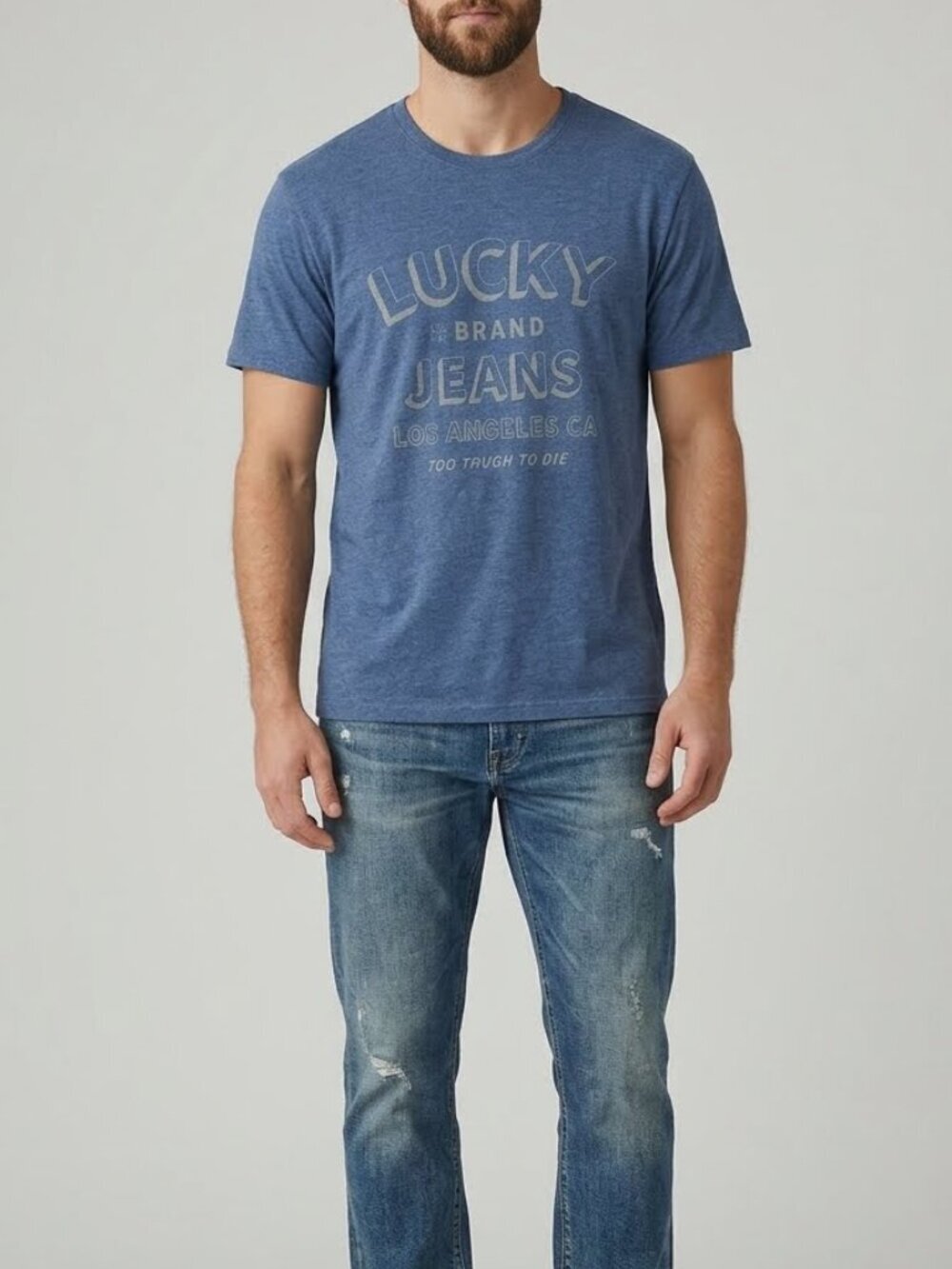 NWT Lucky Brand Jeans Heathered Blue Tee